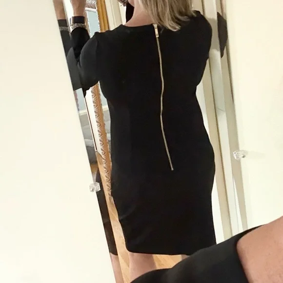 Tommy Hilfiger Black Sheath Dress with Lace Bell Sleeves - Picture 4 of 11